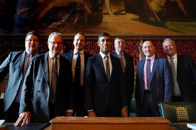 Mr Sunak meets the 1922 Committee in Parliament after he was announced as the new leader of the Conservative Party when Penny Mordaunt dropped out. PA