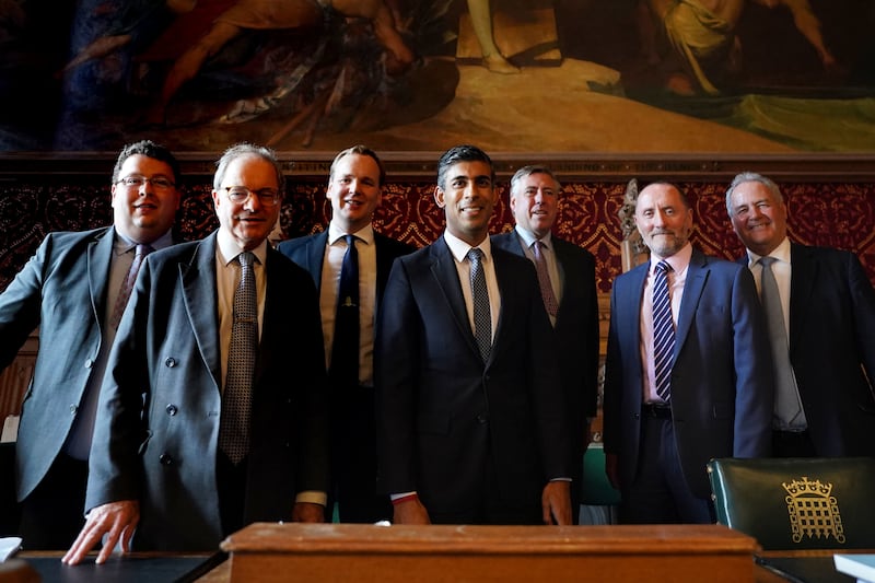 Mr Sunak meets the 1922 Committee in Parliament after he was announced as the new leader of the Conservative Party when Penny Mordaunt dropped out. PA