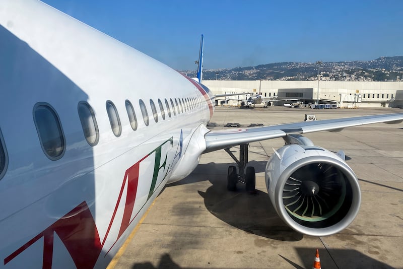 A Lebanese Middle East Airlines (MEA) plane is parked at the tarmac of Beirut international airport, in Beirut, Lebanon, September 19, 2021. Reuters