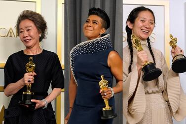 Youn Yuh-jung, Mia Neal and Chloe Zhao all made history with their Oscar wins on Sunday evening. Reuters, EPA