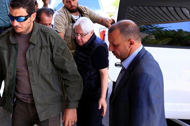 Martin Griffiths, UN special envoy for Yemen, leaves Sanaa on February 28, 2019 after one of several visits to the rebel-held Yemeni capital to push forward the Hodeidah ceasefire. AFP