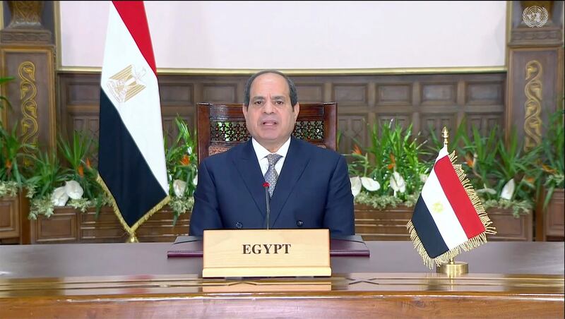 President Abdel Fattah El Sisi said if Egypt were to host Cop27 next year it would be 'a radical turning point in international climate efforts'. AP