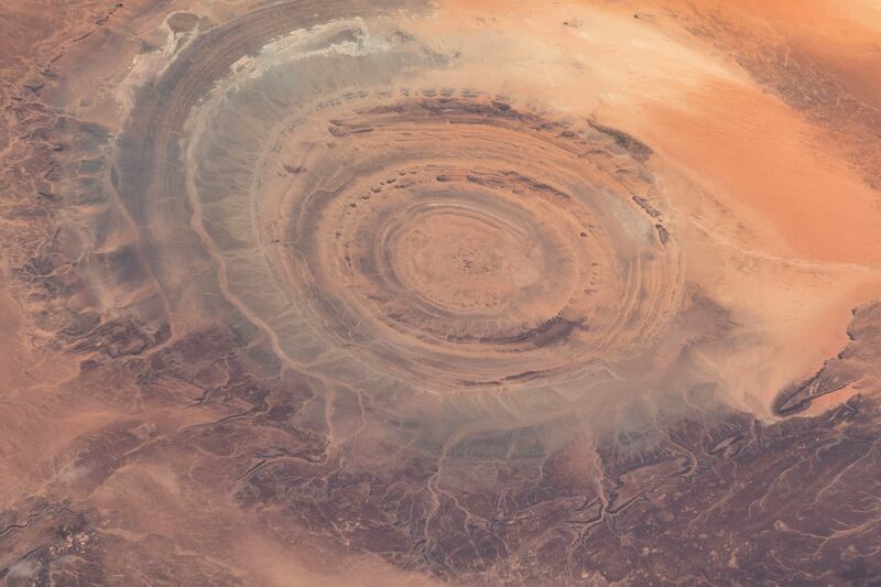 UAE astronaut Sultan Al Neyadi captured a stunning image of the Eye of Sahara - a unique geological structure made up of ancient rocks - from the International Space Station on May 4, 2023. All photos: Sultan Al Neyadi Twitter