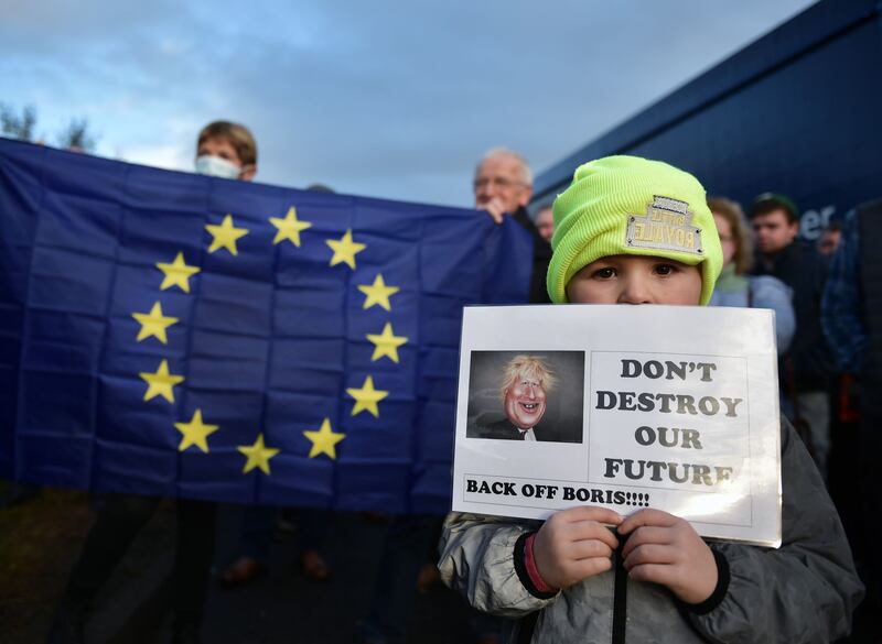 Anti-Brexit protesters in Northern Ireland. At least 56 per cent of poll respondents believe the UK economy has deteriorated as a result of Brexit. Getty