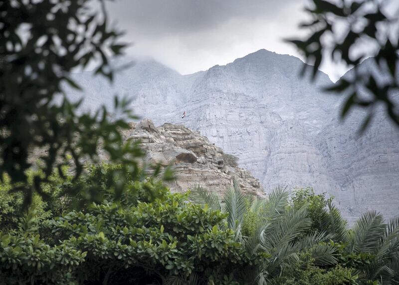 RAS AL KHAIMAH, UNITED ARAB EMIRATES. 23 NOVEMBER 2020. 
In the valley of the village of Shaam, Saeed Al-Dhahouri is keen to educate the rising generation about UAE’s heritage; and for that he has set up Muhammad Bin Rashid Heritage Village in Wadi Shaam.

The village includes many old traditional UAE tools that the people of the mountain used in the past, and showcases customs, traditions and practices inherited from older generations.

Al-Dhahouri has devoted his efforts to transforming his farm into a heritage village since 1995.

(Photo: Reem Mohammed/The National)

Reporter: ANNA ZACHARIAS
Section: NA NATIONAL DAY