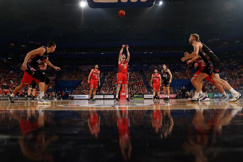Perth Wildcats' Corey Shervill shoots a free throw the NBL Grand Final Series match against Melbourne United at RAC Arena in Perth, on Sunday, June 20. Getty