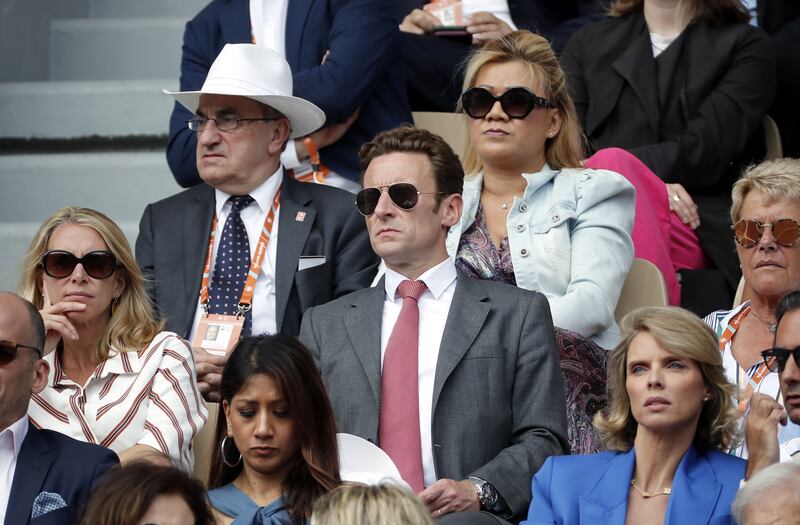 Laurent Macron, brother of French president Emmanuel Macron, at Roland Garros on Sunday. EPA