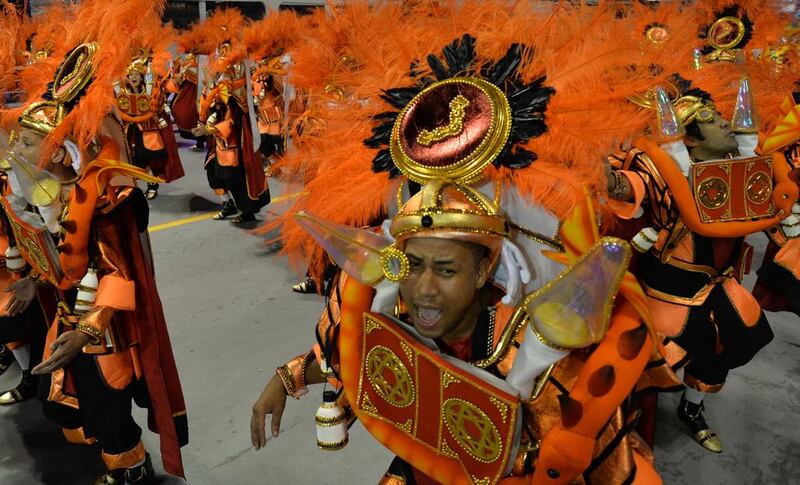 Revellers of the Perola Negra samba school. Nelson Almeida / AFP Photo