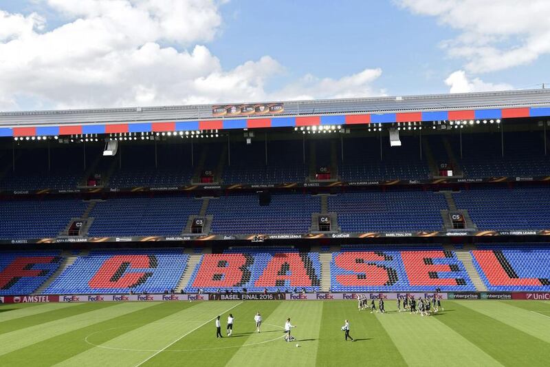 Liverpool players attend a training session at St Jakob Park in Basel, northern Switzerland, on May 17, 2016. Javier Soriano / AFP