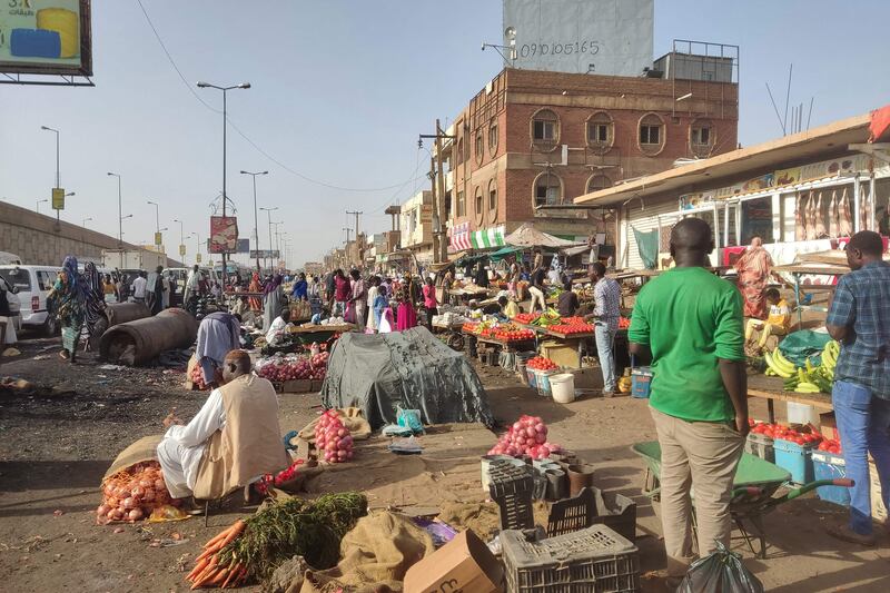 A fruit and vegetable market in southern Khartoum. Fighting has calmed following a US and Saudi-brokered ceasefire in the Sudanese capital. AFP
