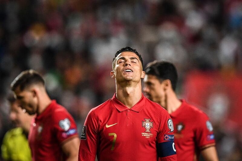 Portugal forward Cristiano Ronaldo reacts. AFP