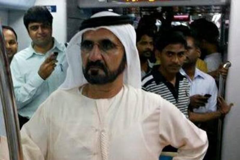 Sheikh Mohammed Bin Rashid Al Maktoum, Vice President of the UAE and Ruler of Dubai, surprised commuters when he took the Dubai Metro Green Line to an appointment in Deira on Monday

Courtesy Dubai Media Office