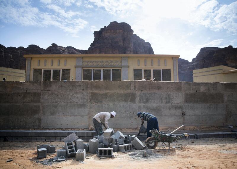 RIYADH, KINGDOM OF SAUDI ARABIA. 29 SEPTEMBER 2019. 
Shaden Desert Resort in Al Ula is undergoing expansion where new rooms and suites are being built to accomodate more toursits coming in the city.
(Photo: Reem Mohammed/The National)

Reporter:
Section: