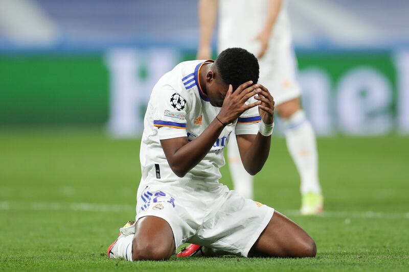 Rodrygo of Real Madrid is dejected during the game. Getty