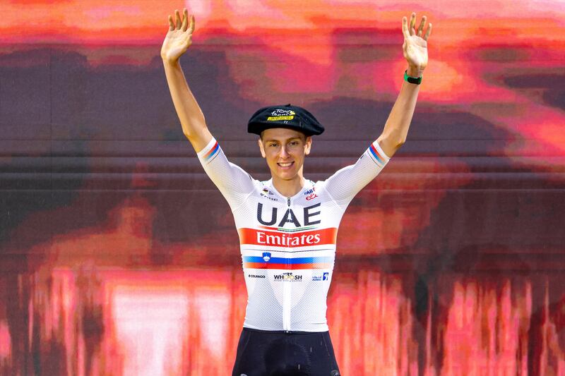 UAE Team Emirates rider Tadej Pogacar attends the team presentation of the Tour de France 2023 in Bilbao, Spain. EPA