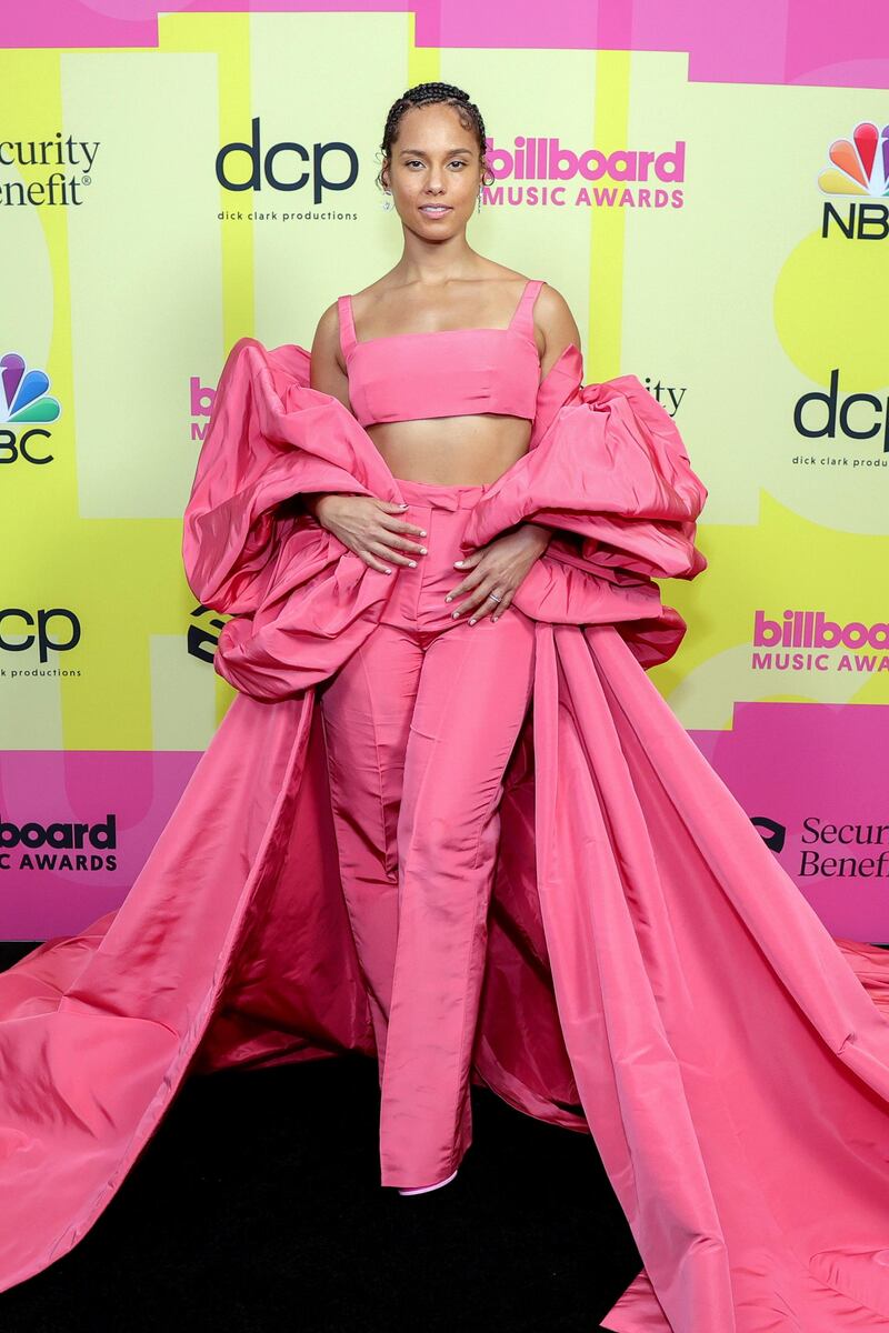 LOS ANGELES, CALIFORNIA - MAY 23: In this image released on May 23, Alicia Keys poses backstage for the 2021 Billboard Music Awards, broadcast on May 23, 2021 at Microsoft Theater in Los Angeles, California. (Photo by Rich Fury/Getty Images for dcp)