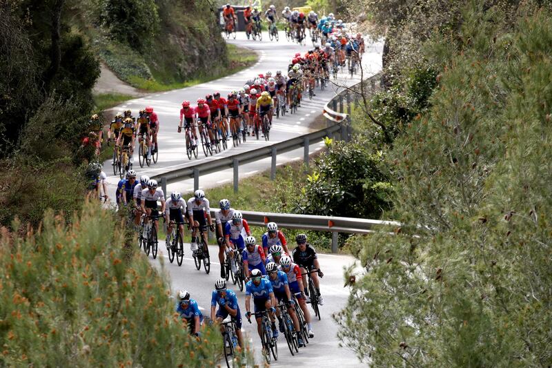 The peloton during Stage 6 of La Volta a Catalunya on Friday, March 27. EPA