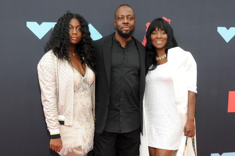 Wyclef Jean, centre, arrives at the MTV Video Music Awards on Monday, August 26. EPA