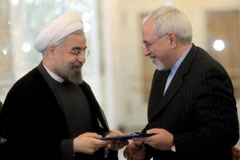 The Iranian president Hassan Rouhani, left, with the newly appointed foreign minister Mohammed Javad Zarif. AFP