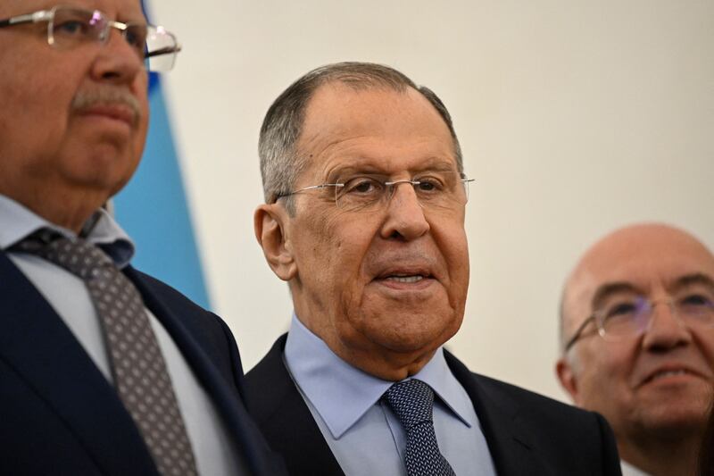 Sergey Lavrov at the opening of the Shanghai Co-operation Organisation National Peoples’ Diplomacy Centre in Moscow. AFP