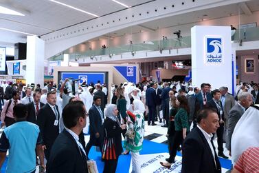 Adnoc stalls at Adipec. The state-owned oil company will offer advice on downstream and upstream operations to an Uzbek energy company. Victor Besa / The National 