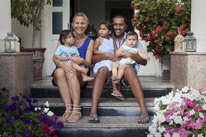 Danielle with husband Akber and children Amara, Rio and Sienna. Razan Alzayani / The National