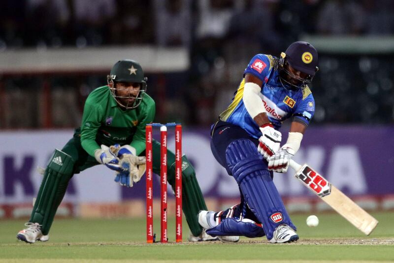 Bhanuka Rajapaksa scored 77 in the second T20 in Lahore. EPA