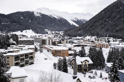 epa08963722 General view of Davos and the congress center, venue to the World Economic Forum in Davos, Switzerland, 25 January 2021. The World Economic Forum (WEF) was scheduled to take place in Davos. Due to the Coronavirus outbreak, it will be held online in digital format. The WEF 2021, its first virtual annual meeting will be held online from January 25-29.  EPA/GIAN EHRENZELLER