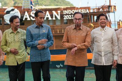 Indonesian President Joko Widodo, second left, and Malaysian Prime Minister Anwar Ibrahim, second right, during an Asean summit in Labuan Bajo, Indonesia in May. AFP
