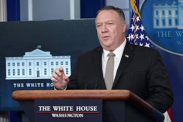 US Secretary of States Mike Pompeo speaks during the daily briefing on the novel coronavirus, COVID-19, in the Brady Briefing Room at the White House in Washington, DC. AFP