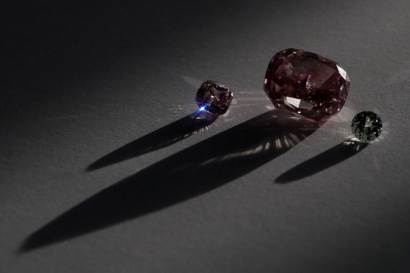 Polished diamonds are pictured at the polishing affiliate of Russian diamond producer Alrosa in Moscow. Reuters