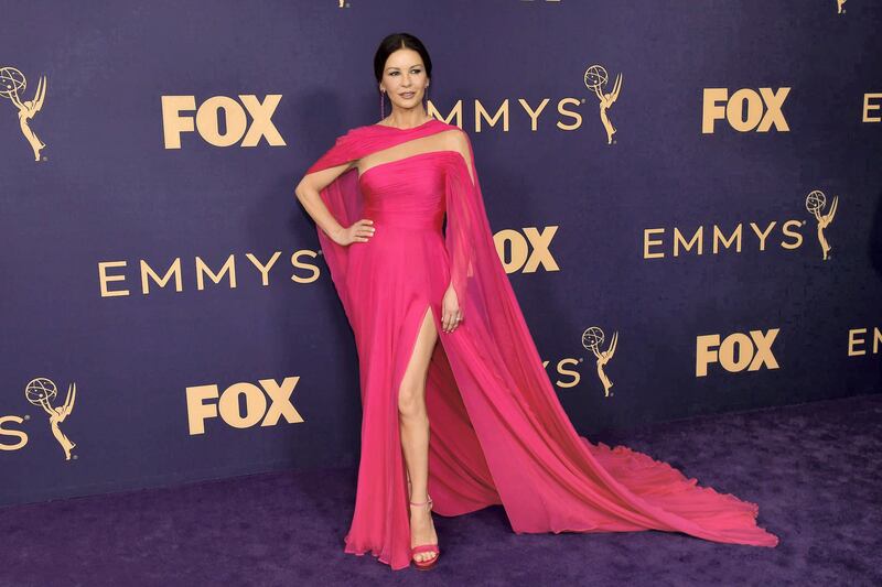 Catherine Zeta Jones wears Georges Hobeika to the 2019 Primetime Emmy Awards. AFP