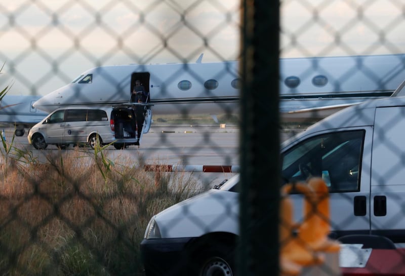 Jorge Messi, father and agent of Lionel Messi, disembarks from a plane as he arrives at Josep Tarradellas Barcelona-El Prat airport. Reuters