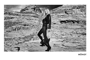 Kate Moss poses in Al Ula for Monot’s new campaign. Monot / Instagram