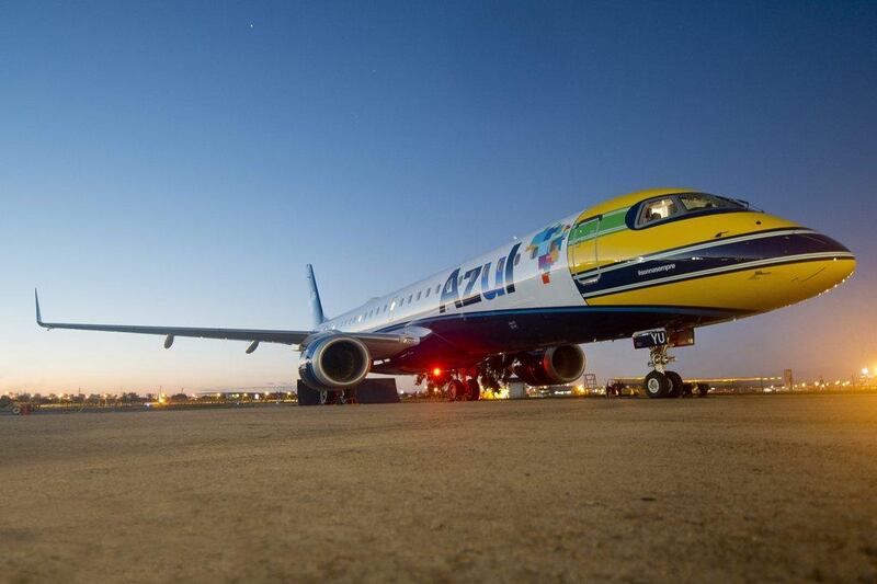 The Azul airliner plane, designed in tribute to Ayrton Senna. EPA / Cia Aerea Azul / April 26, 2014