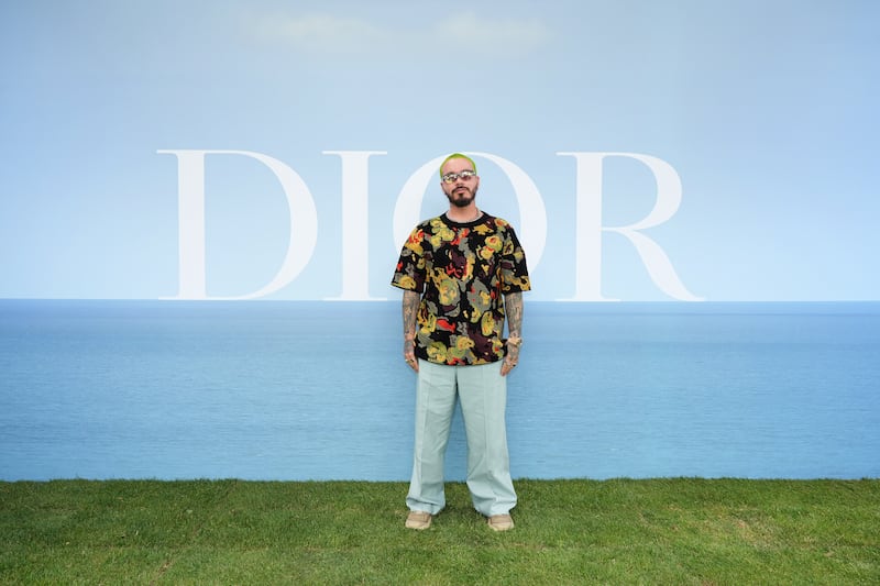 Colombian singer J Balvin attends the Dior Homme photocall. Getty Images For Christian Dior