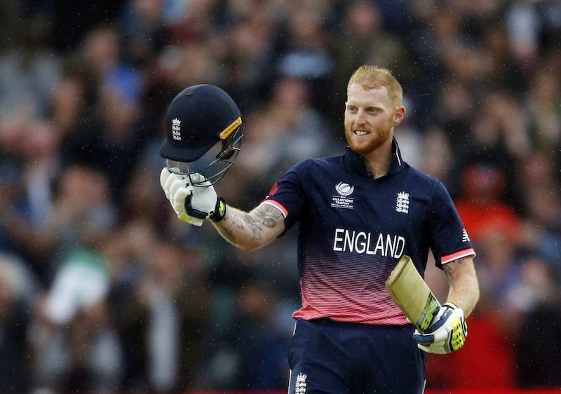 Ben Stokes celebrates his century against Australia in their Champions Trophy match at Edgbaston on June 10, 2017. England were 35-3 chasing 278 before Stokes teamed up with Eoin Morgan to seal victory via D/L method. Reuters