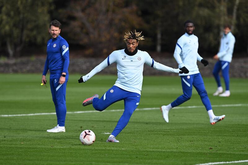 COBHAM, ENGLAND - OCTOBER 16:  Reece James of Chelsea during a training session at Chelsea Training Ground on October 16, 2020 in Cobham, England. (Photo by Darren Walsh/Chelsea FC via Getty Images)