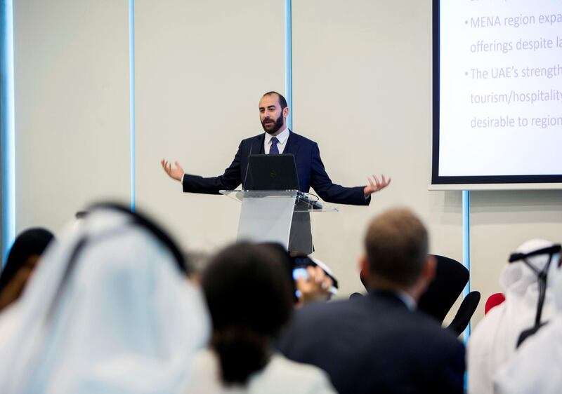 ABU DHABI, UNITED ARAB EMIRATES - Walid Fazza, Partner, Wamda at the Tech Entrepreneurship in the UAE at Khalifa University.  Leslie Pableo for The National for Alkesh Sharma's story