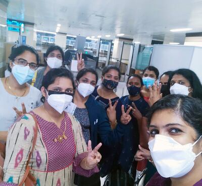 Doctors and nurses employed by NMC Healthcare travelled to Sharjah from Kochi and Trivandrum on two specially chartered Air Arabia services. Passenger flights from India to the UAE remain suspended.