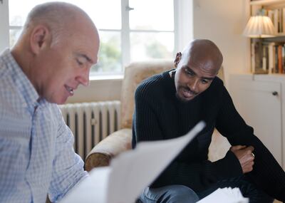 Sir Mo Farah with saviour Alan Watkinson during the filming of BBC documentary 'The Real Mo Farah'. PA