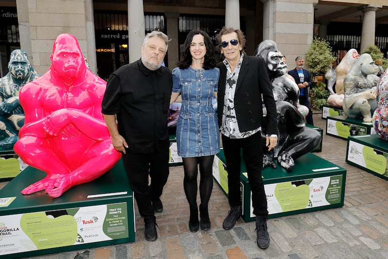 Rankin and the Woods at the launch of the Tusk Gorilla Trail. Getty 