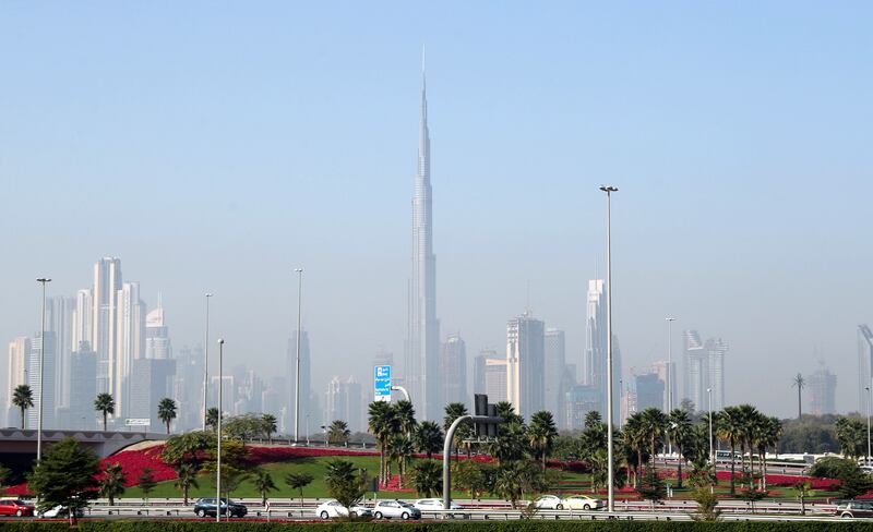 Dubai, United Arab Emirates - Reporter: N/A: Haze surrounds Downtown Dubai. Saturday, February 8th, 2020. Downtown, Dubai. Chris Whiteoak / The National