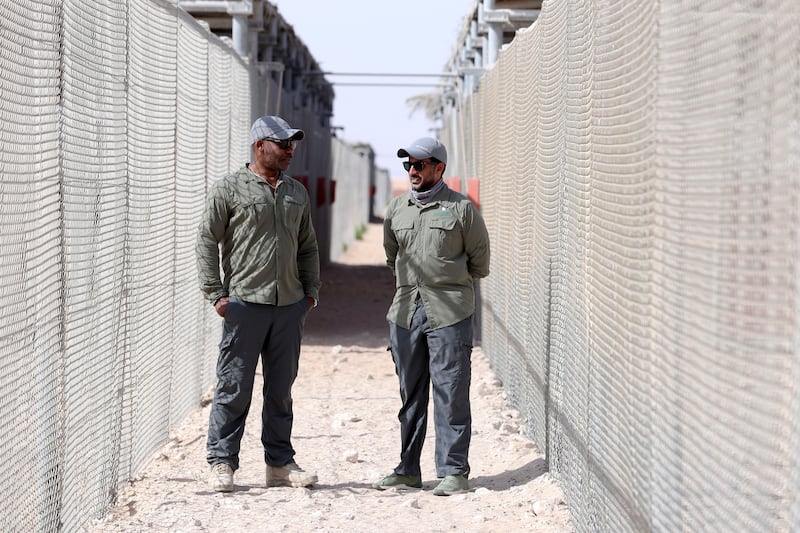 Ricardo Pusey and Saeed Alremeithi manage the breeding programme at Deleika Wildlife Management Centre.