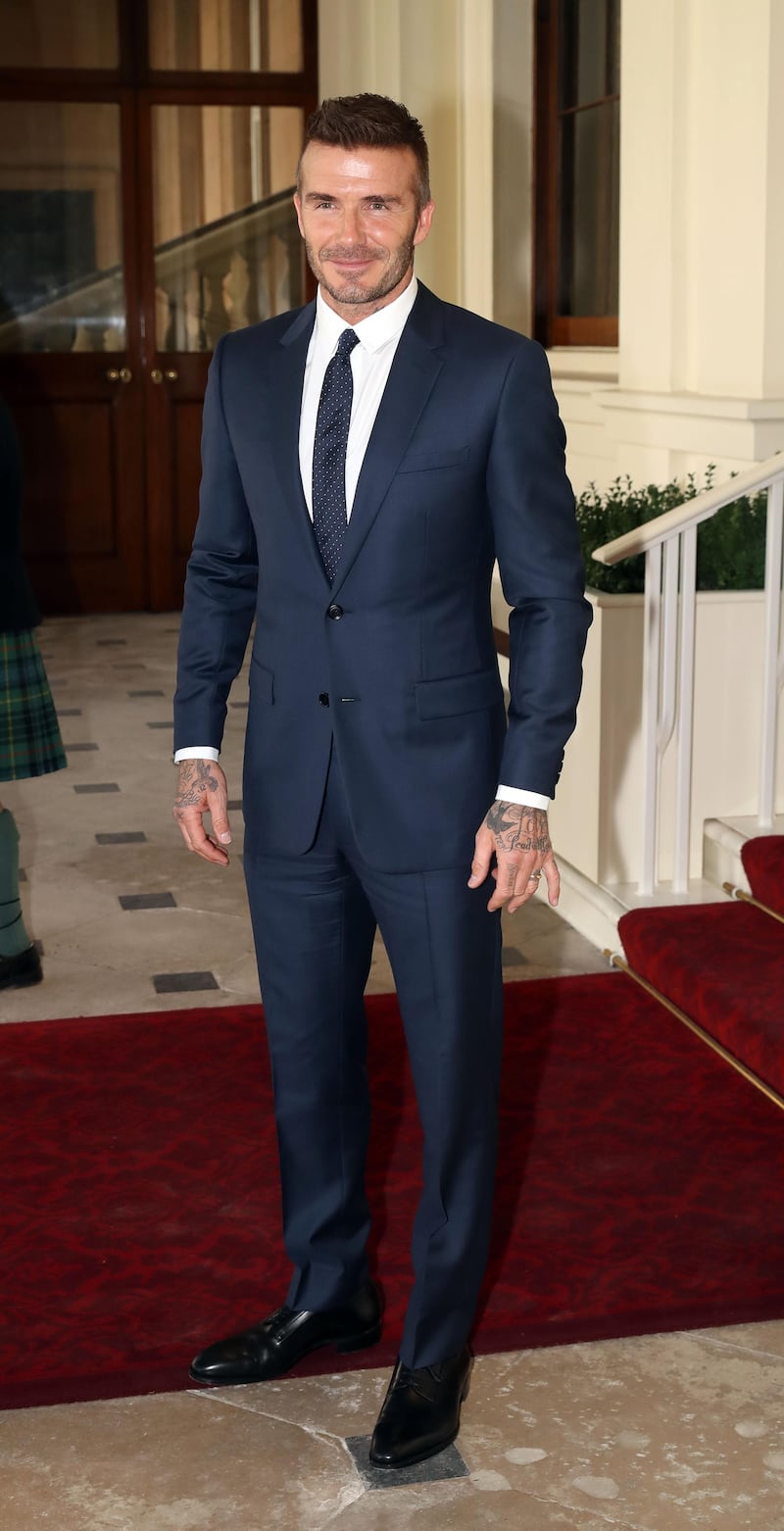 LONDON, ENGLAND - JUNE 26: David Beckham attends the Queen's Young Leaders Award Ceremony as Queen Elizabeth II accompanied by Prince Harry, Duke of Sussex and Meghan, Duchess of Sussex host a reception at Buckingham Palace to present awards to the Queen's Young Leaders for 2018 at Buckingham Palace on June 26, 2018 in London, England. Among the guests at the reception are the Chairman of The Queen Elizabeth Diamond Jubilee Trust, Sir John Major, Sir Lenny Henry, David Beckham, Nicola Adams, Casper Lee, Neelam Gill, Ore Oduda and Tina Daheley. (Photo by Jon Bond - WPA Pool/Getty Images)