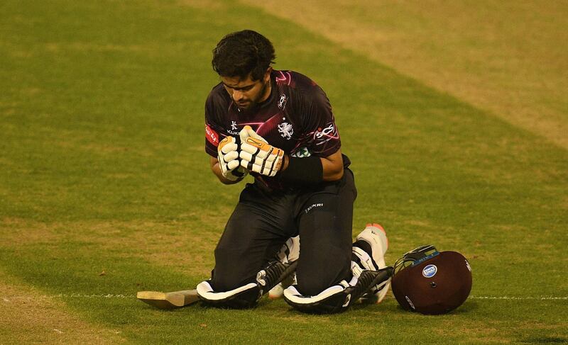 Babar Azam hit nine fours and five sixes during his century in the T20 Blast. Getty