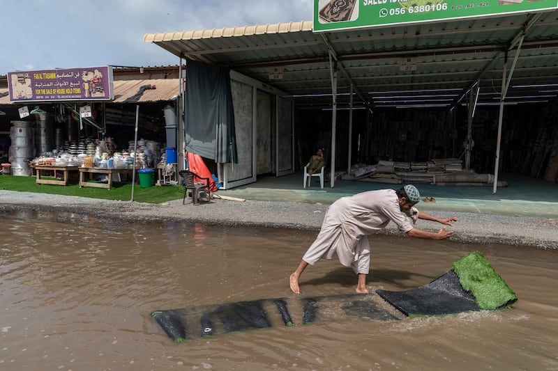 Damage and flooding near the carpet souk area.
Antonie Robertson / The National
