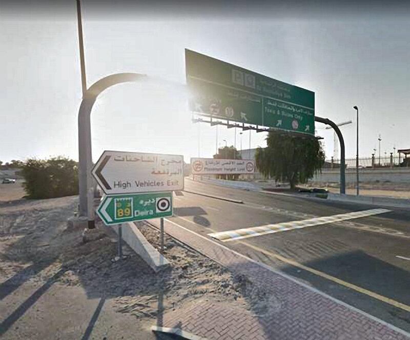 The first height restriction warning signs. The driver drove straight through the hanging chain and over the speed bump.Google Maps