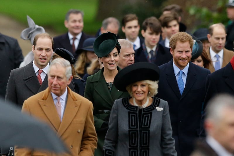 Members of the royal family attending the traditional Christmas Day church service in Sandringham, in 2015. AP