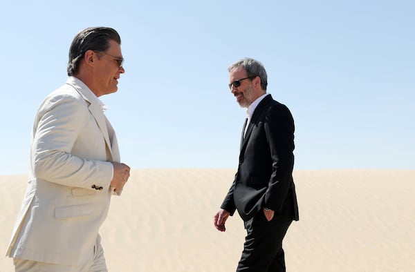 Josh Brolin, left, with director Denis Villeneuve in Al Wathba, where large parts of the Dune sequel were filmed. Chris Whiteoak / The National